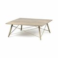 Homeroots Square Solid Wood Top & Legs Coffee Table with Metal Bracing 376271